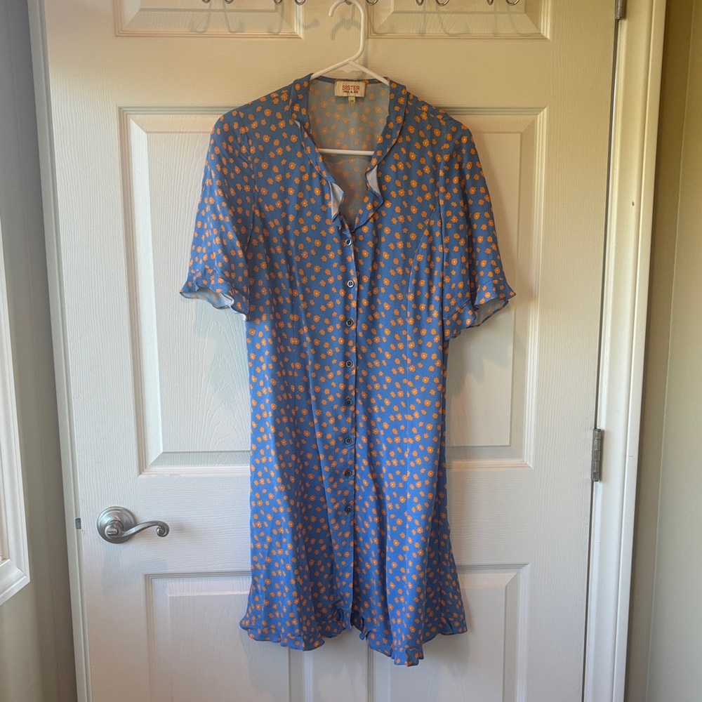 Paul & Joe Blue Dress with Orange Floral Pattern